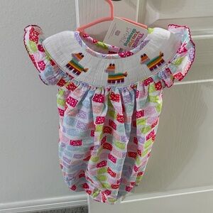 Smocked Piñata Print Baby One-Piece - Multicolor